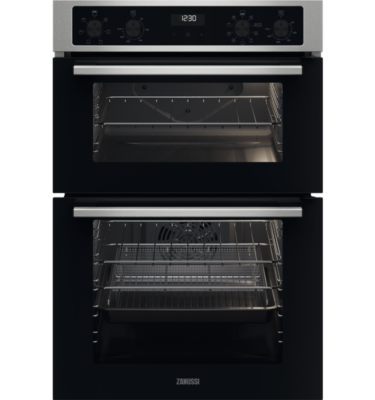 Oven Zanussi ZKCNA4X1 FanCook Double Oven - Stainless Steel - Black Glass
