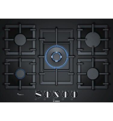 Bosch Gas Hob PPQ7A6B90 Series 6 750mm Black 5 Burner With Flame Select