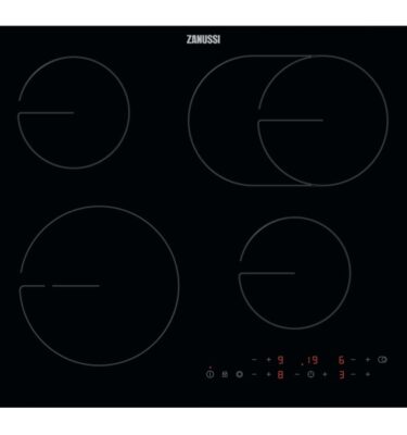 Hob Zanussi ZHRN643K 60cm 4 Zone Ceramic Hob - Black