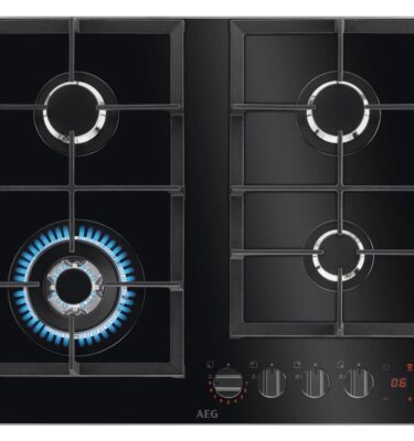HOB AEG HKB64450NB 60cm Flamelight Gas on glass hob